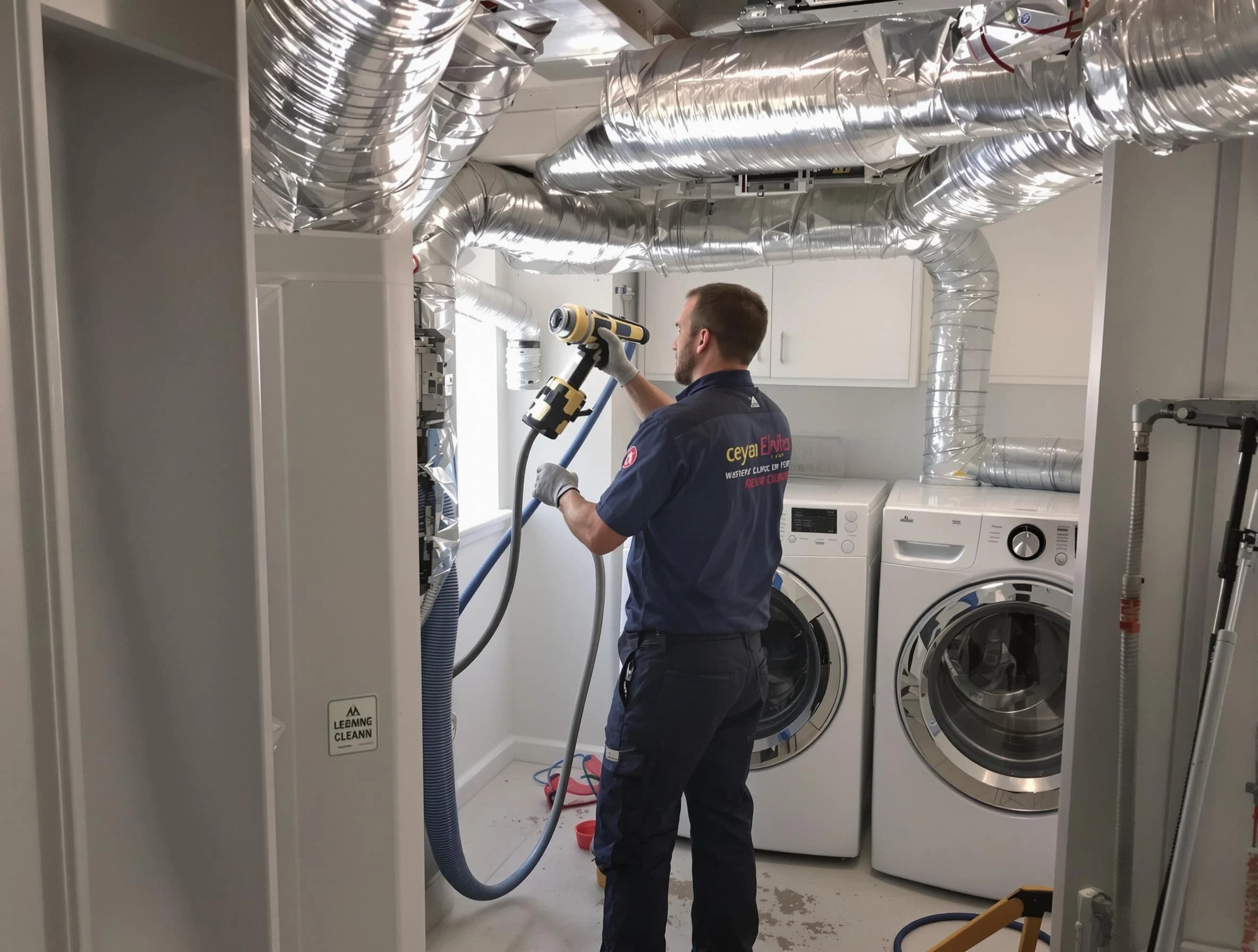 Holladay Dryer Vent Cleaning specialist using advanced equipment for thorough duct cleaning in Holladay