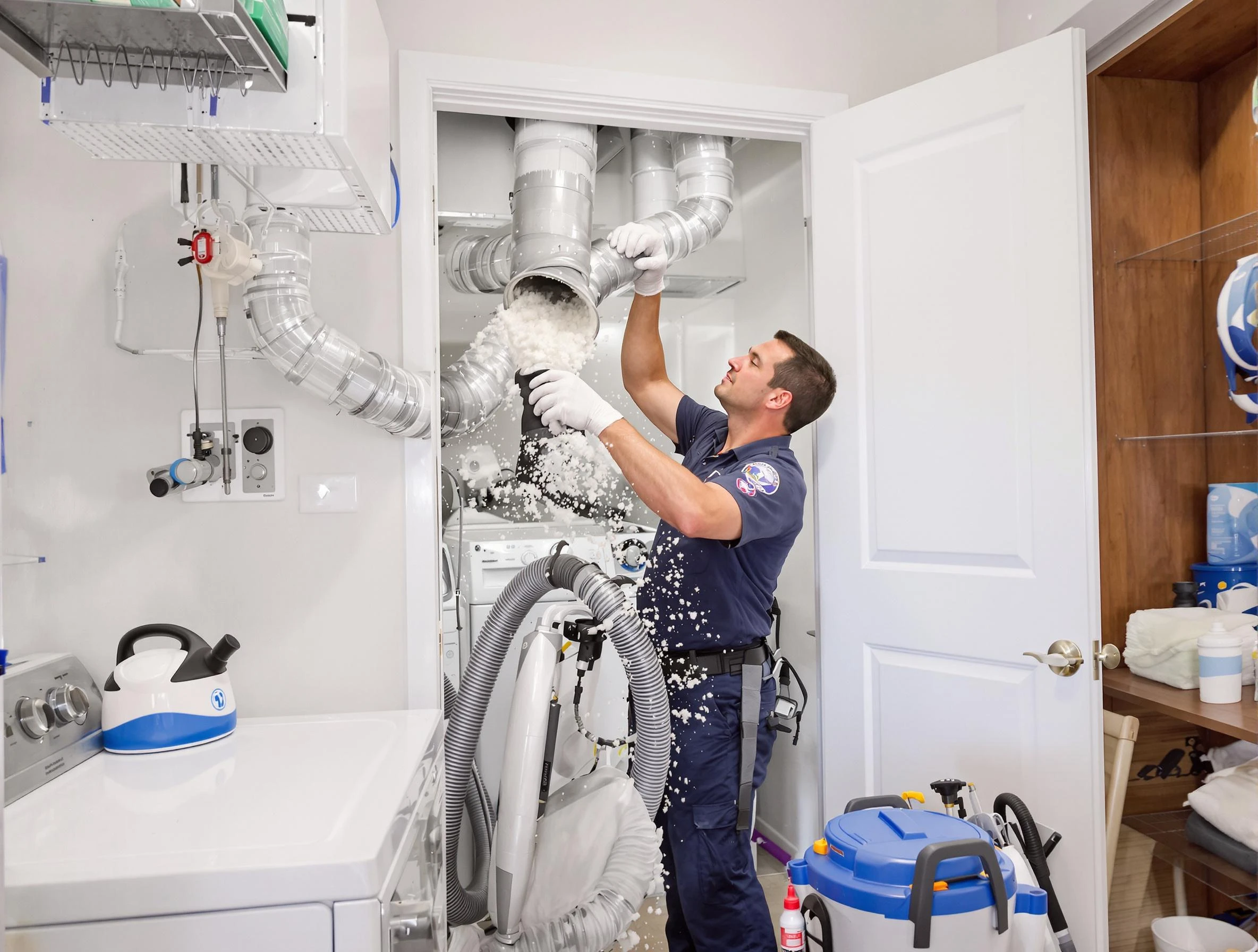 Holladay Dryer Vent Cleaning technician delivering thorough residential dryer vent cleaning service in Holladay